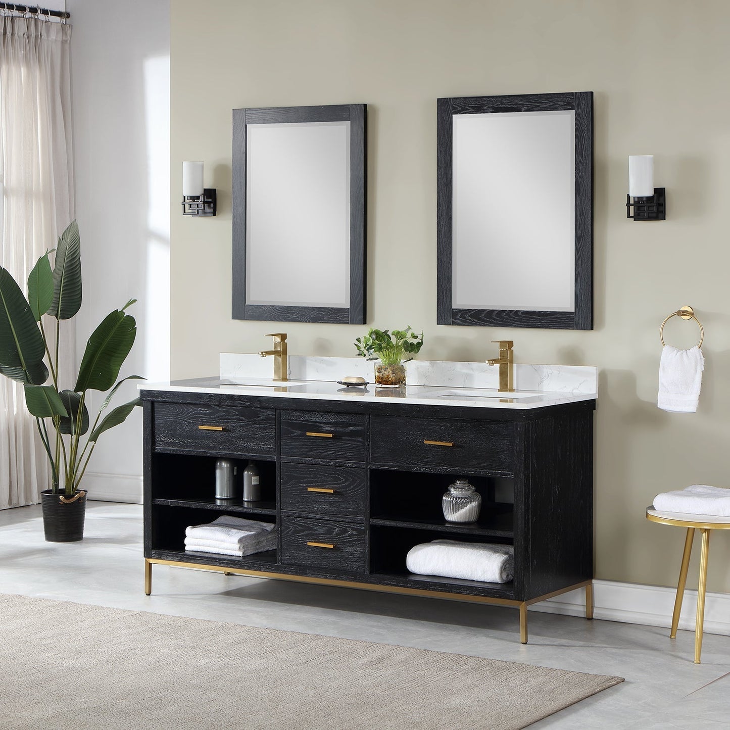 Altair Designs 72" double vanity with top - 545072-WH-AW-NM