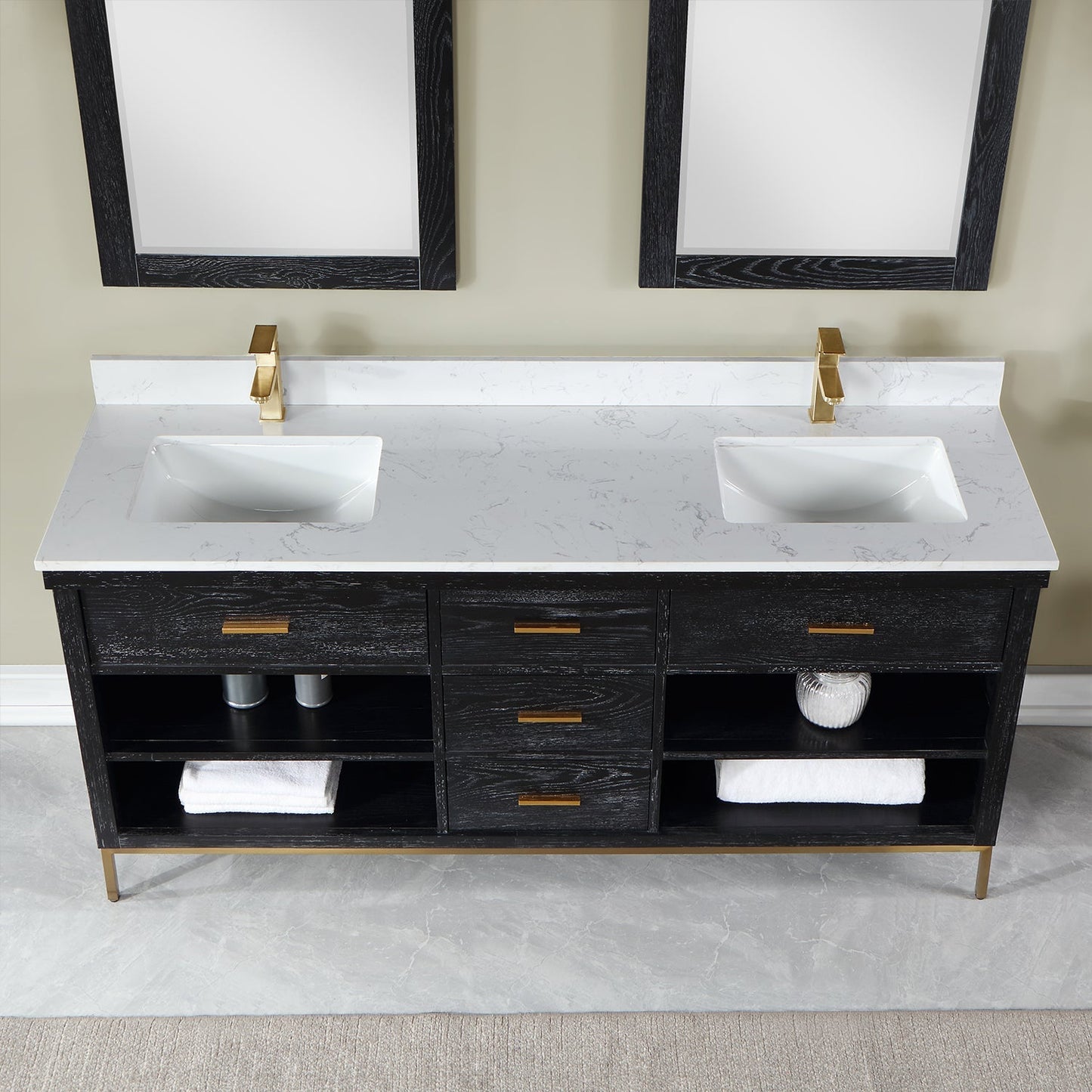 Altair Designs 72" double vanity with top - 545072-WH-AW-NM