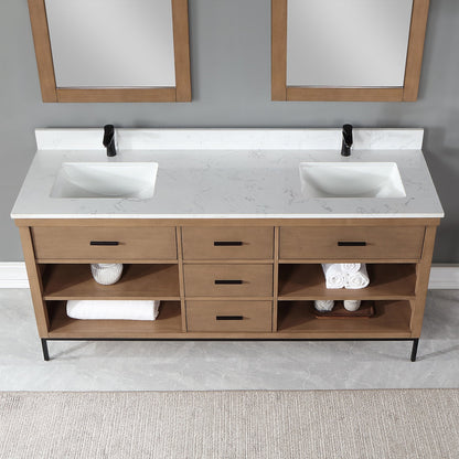 Altair Designs 72" double vanity with top - 545072-WH-AW-NM