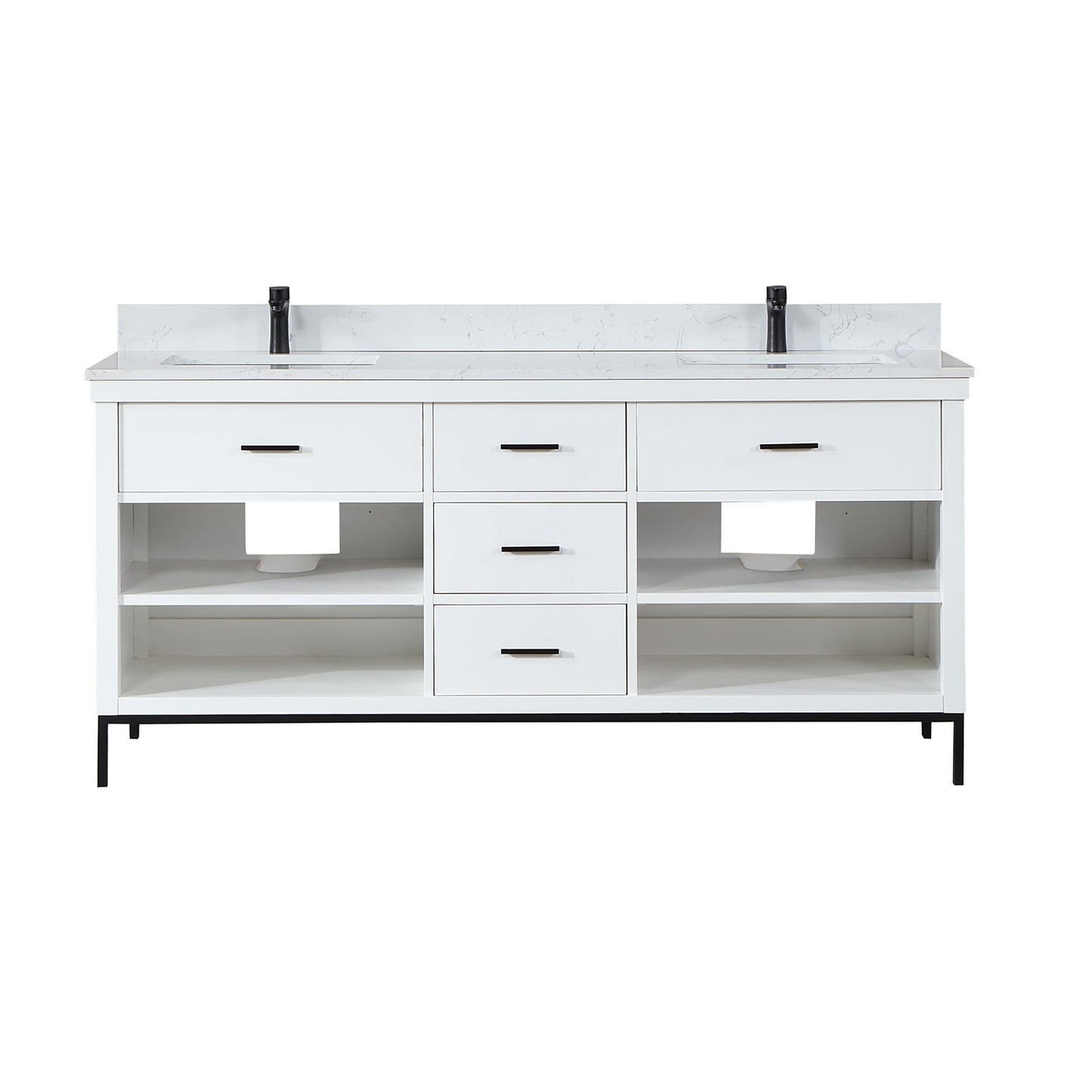 Altair Designs 72" double vanity with top - 545072-WH-AW-NM