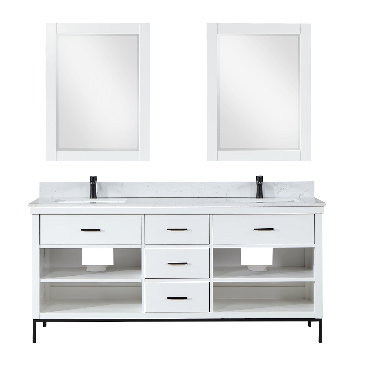 Altair Designs 72" double vanity with top - 545072-WH-AW-NM