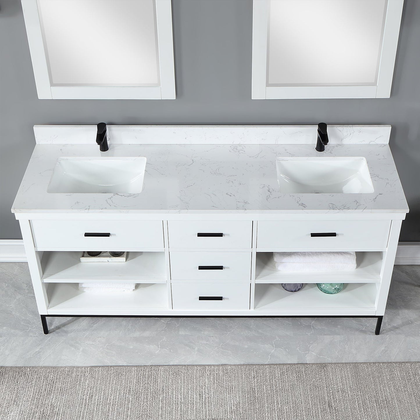 Altair Designs 72" double vanity with top - 545072-WH-AW-NM