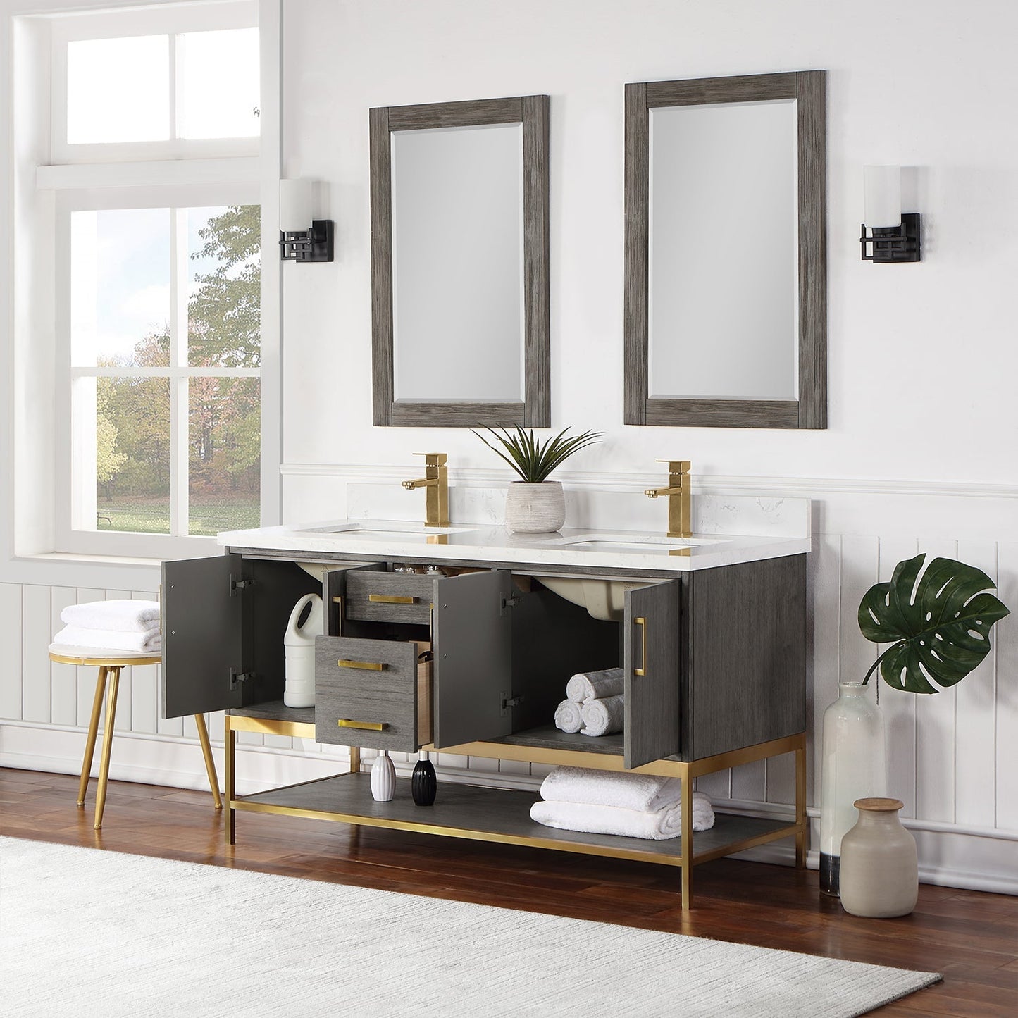 Altair Designs  60" double vanity with top - 546060-WO-GW-NM