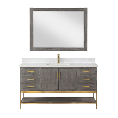 Altair Designs 60" single vanity with top - 546060S-WO-GW-NM