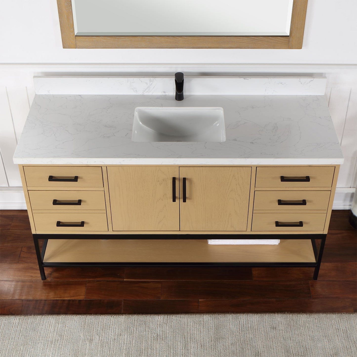 Altair Designs 60" single vanity with top - 546060S-WO-GW-NM