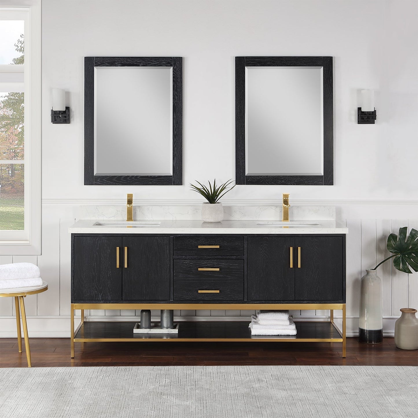 Altair Designs 72" double vanity with top - 546072-WO-GW-NM
