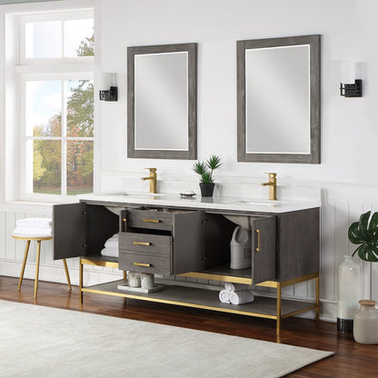 Altair Designs 72" double vanity with top - 546072-WO-GW-NM