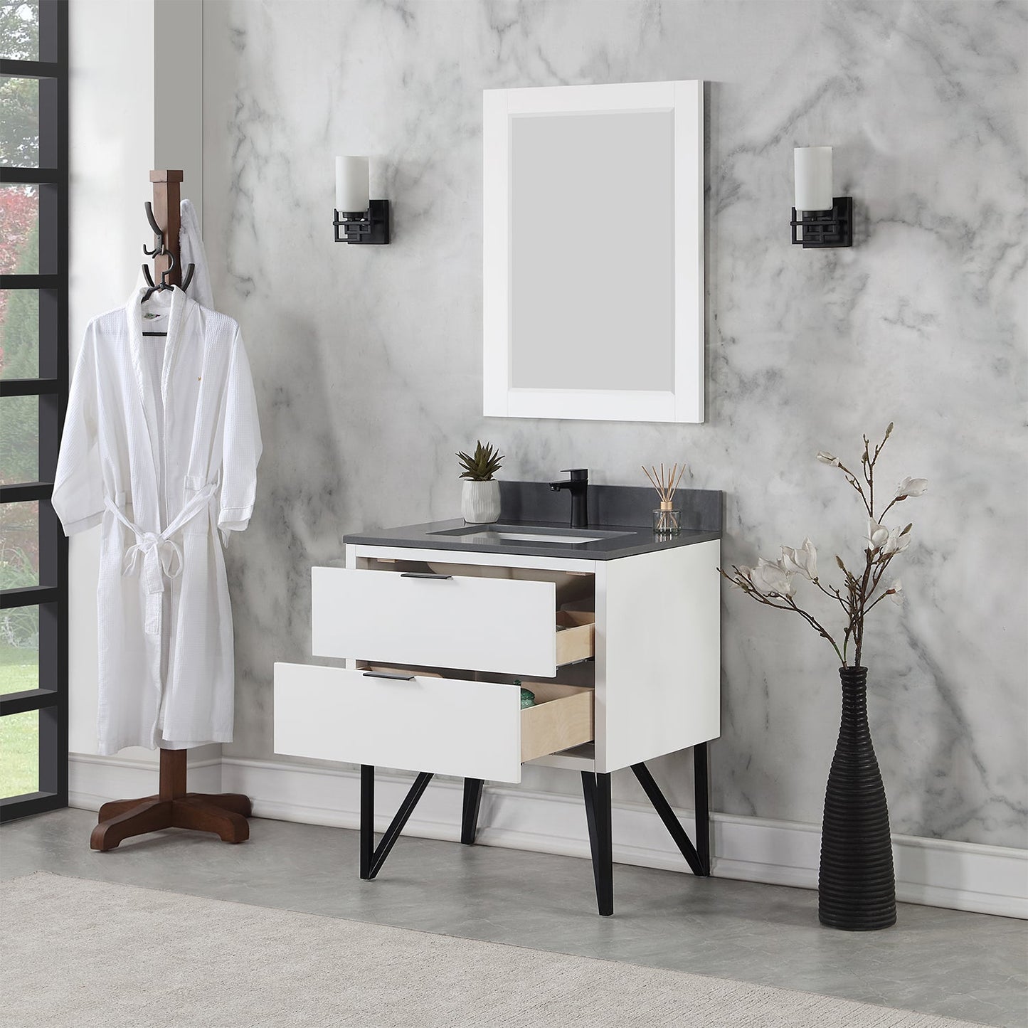 Altair Designs 30" single vanity with top - 548030-WP-CG-NM