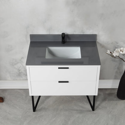 Altair Designs 36" single vanity with top - 548036-WP-CG-NM