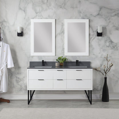Altair Designs 60" double vanity with top - 548060-WP-CG-NM