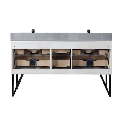 Altair Designs 60" double vanity with top - 548060-WP-CG-NM