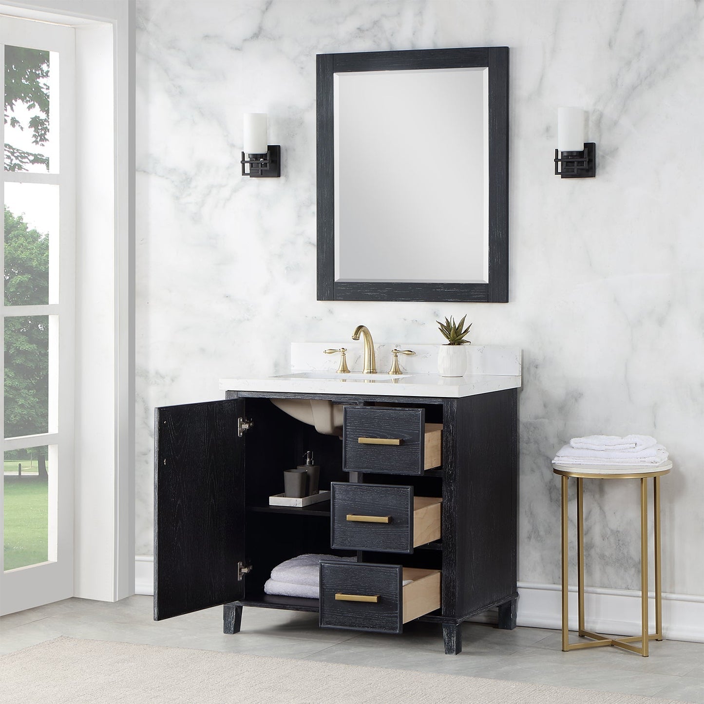 Altair Designs 36" single vanity with top - 549036-BO-AW-NM