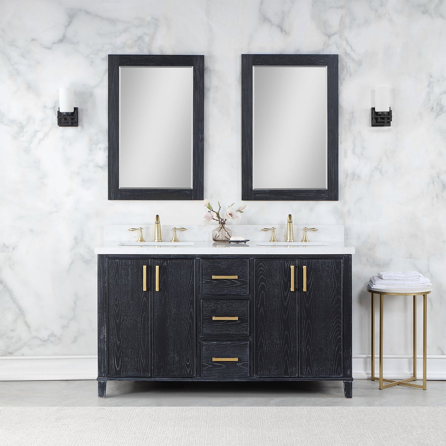 Altair Designs 60" double vanity with top - 549060-BO-AW-NM