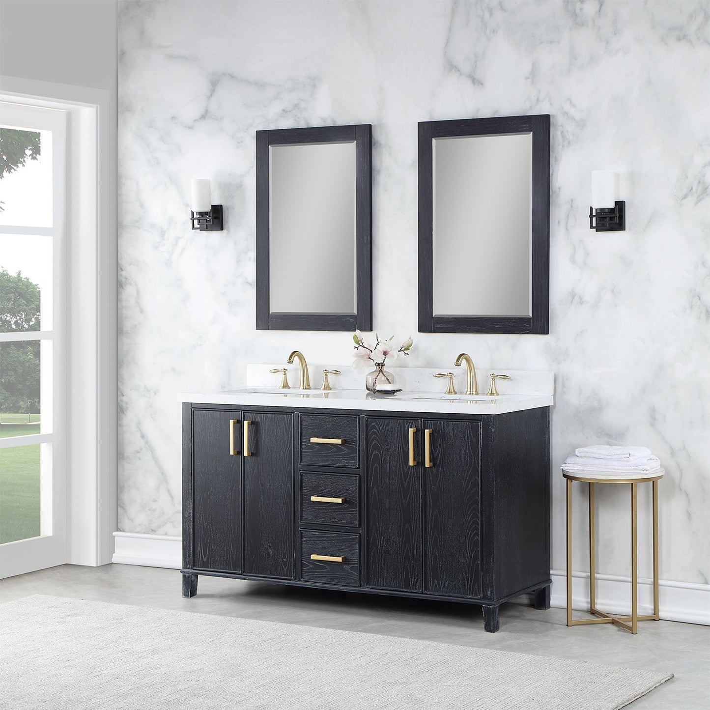 Altair Designs 60" double vanity with top - 549060-BO-AW-NM