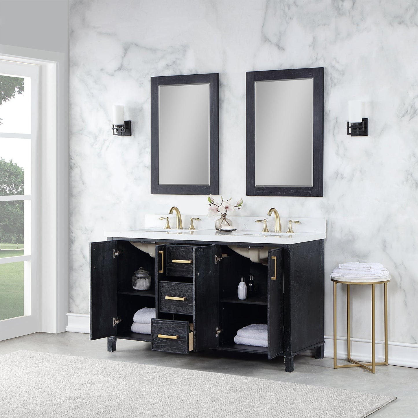 Altair Designs 60" double vanity with top - 549060-BO-AW-NM