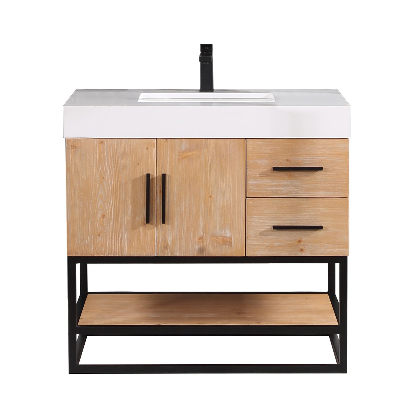 Altair Designs 36"/48"/60" single vanity with top - 552036B-LB-WH-NM