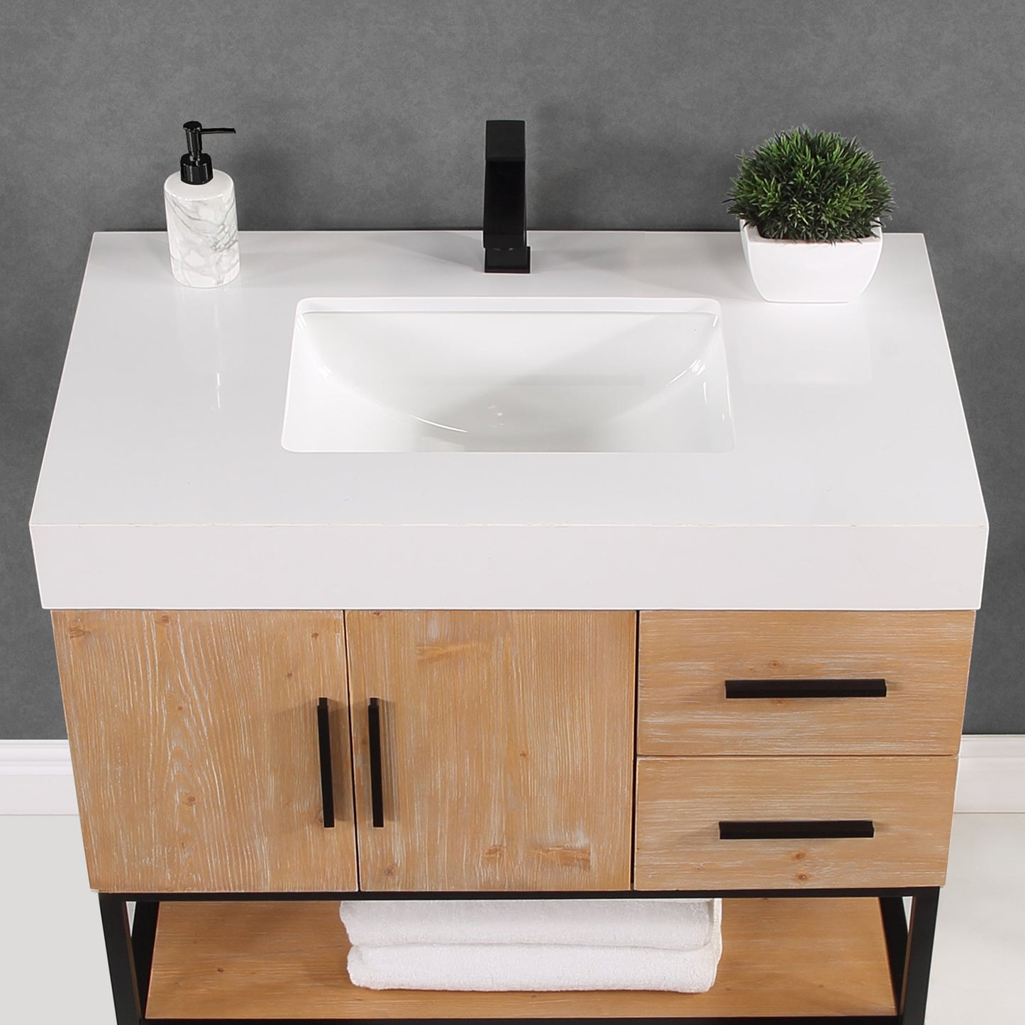 Altair Designs 36"/48"/60" single vanity with top - 552036B-LB-WH-NM