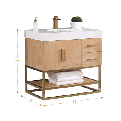 Altair Designs 36"/48"/60" single vanity with top - 552036B-LB-WH-NM
