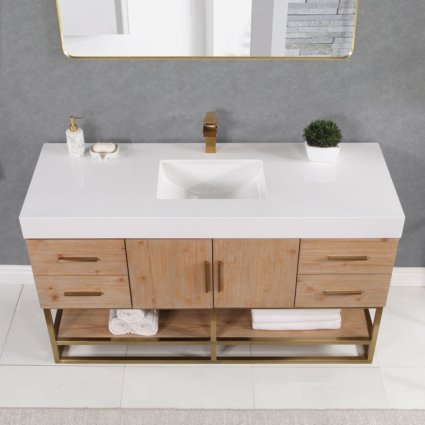 Altair Designs 36"/48"/60" single vanity with top - 552036B-LB-WH-NM