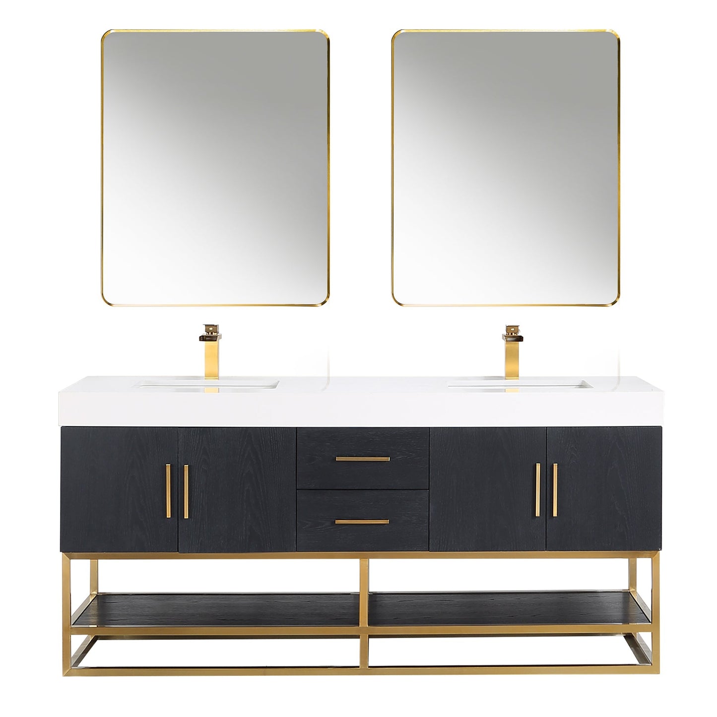 Altair Designs Bianco 72"/84" double vanity with top - 552072G-BO-WH-NM