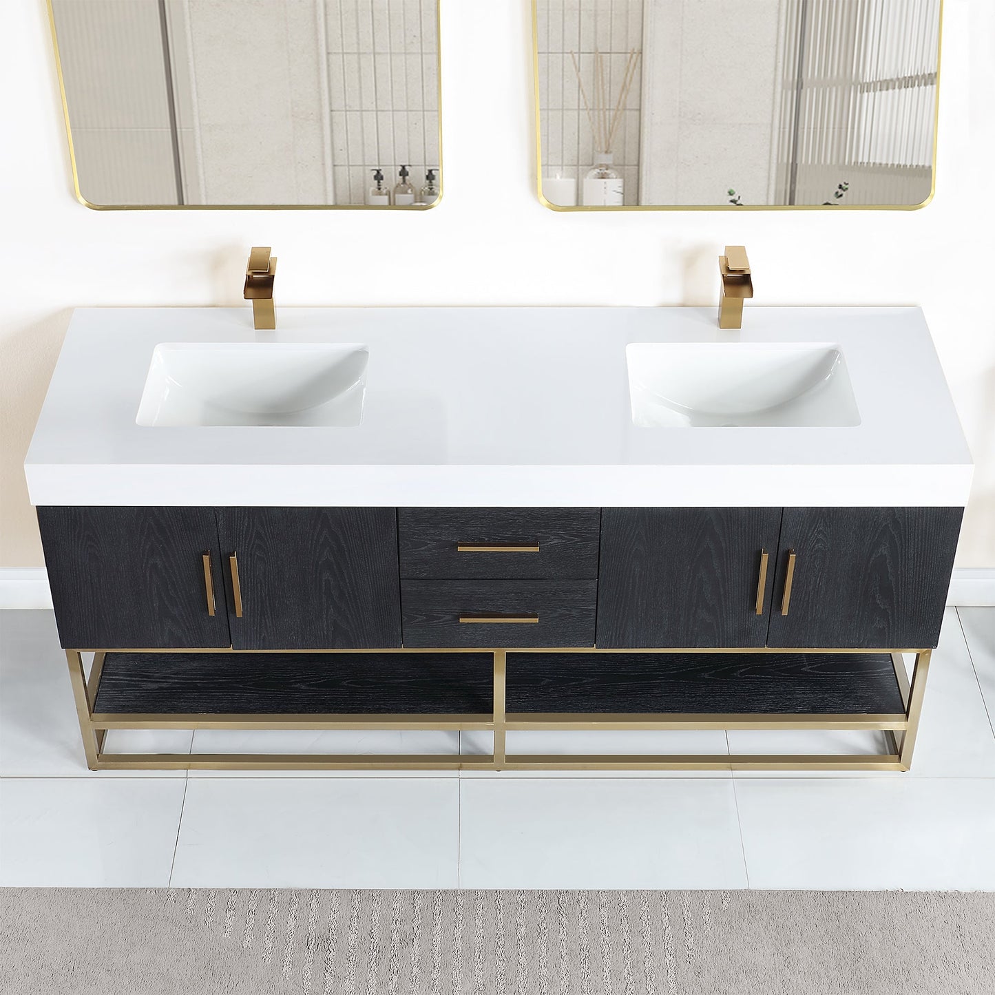 Altair Designs Bianco 72"/84" double vanity with top - 552072G-BO-WH-NM