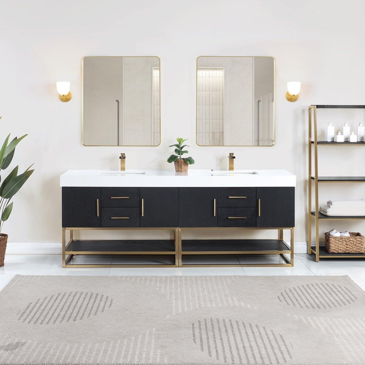 Altair Designs Bianco 72"/84" double vanity with top - 552072G-BO-WH-NM