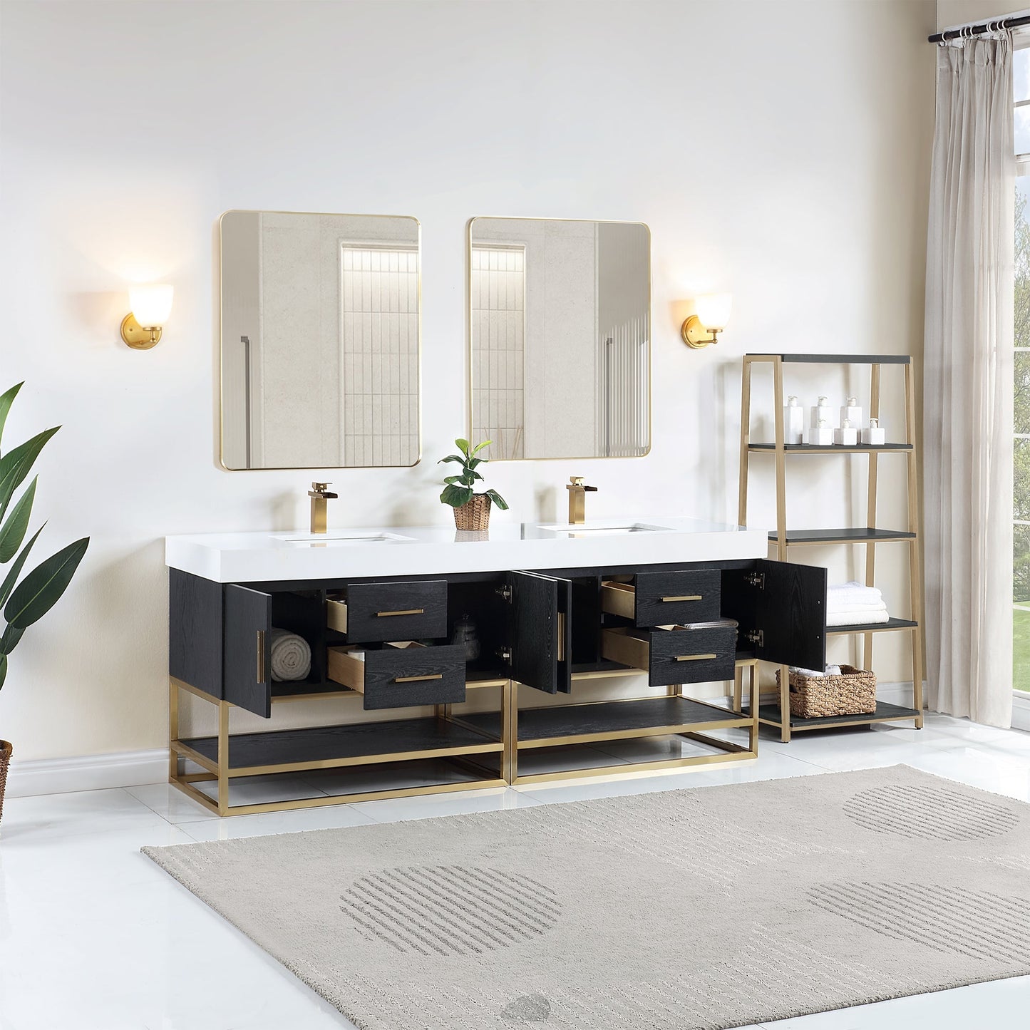 Altair Designs Bianco 72"/84" double vanity with top - 552072G-BO-WH-NM