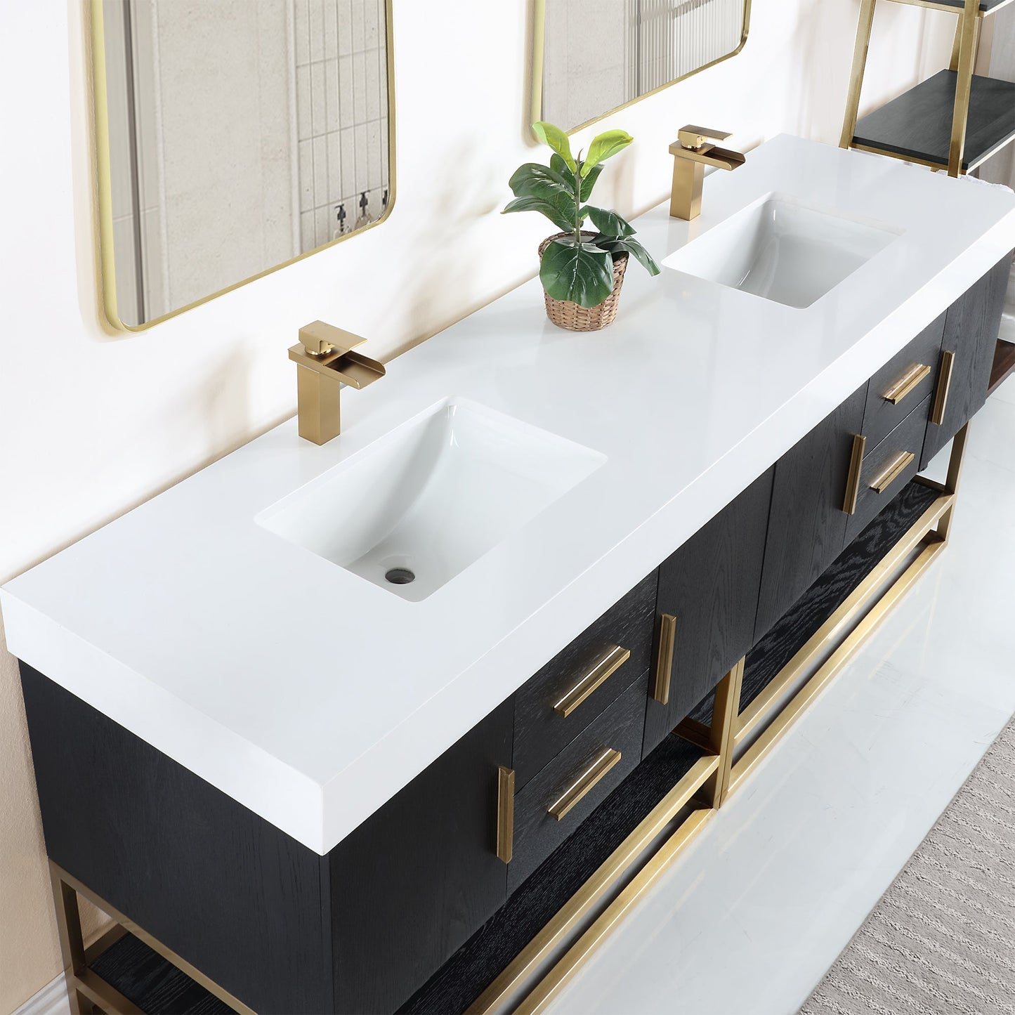 Altair Designs Bianco 72"/84" double vanity with top - 552072G-BO-WH-NM