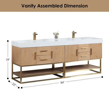 Altair Designs 60"/72"/84" single/double vanity with top - 552060B-LB-WH-NM