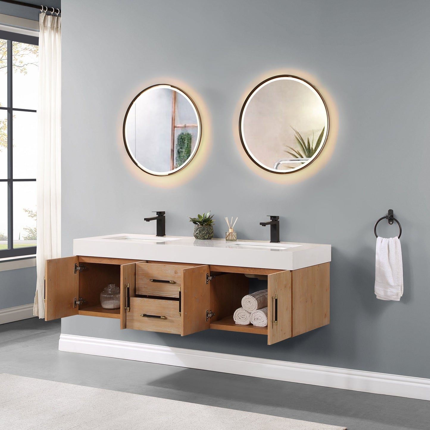 Altair Designs 60" double vanity with top - 553060-LB-WH