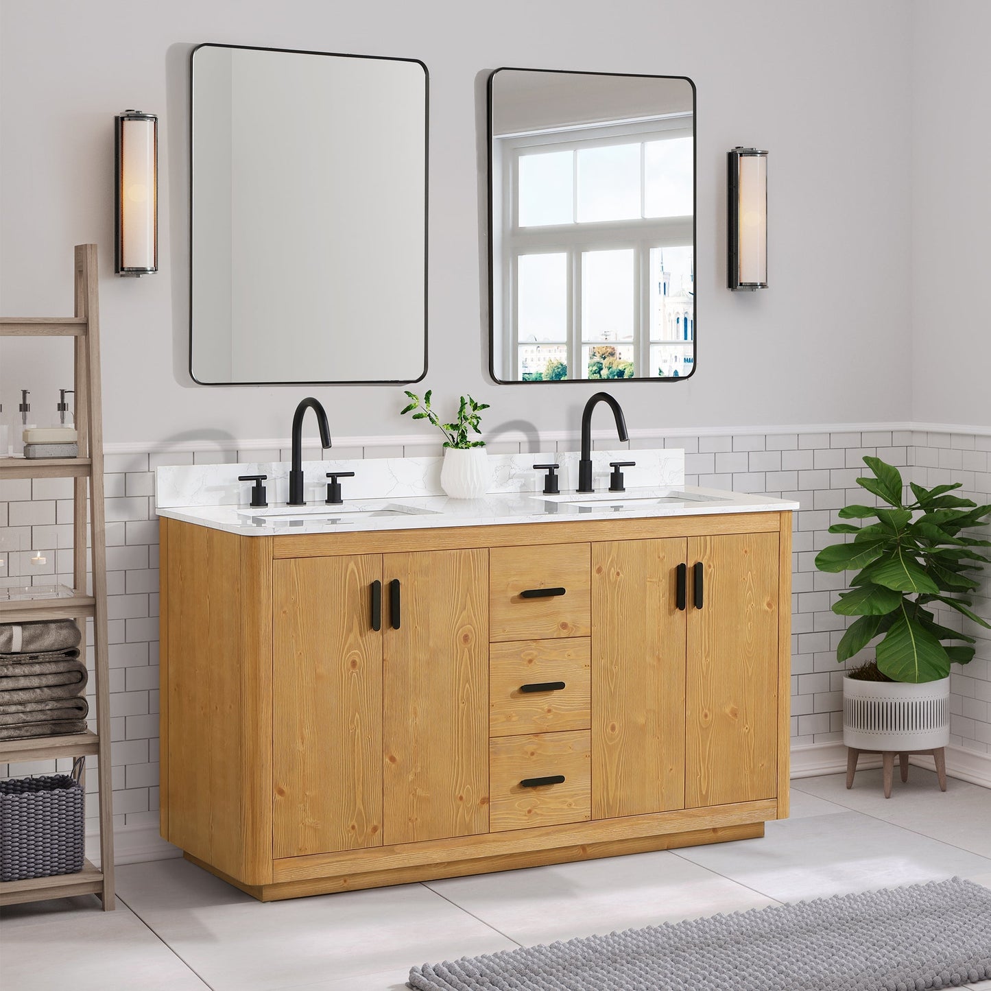 Altair Designs 60" double vanity with top - 556060-NW-GW