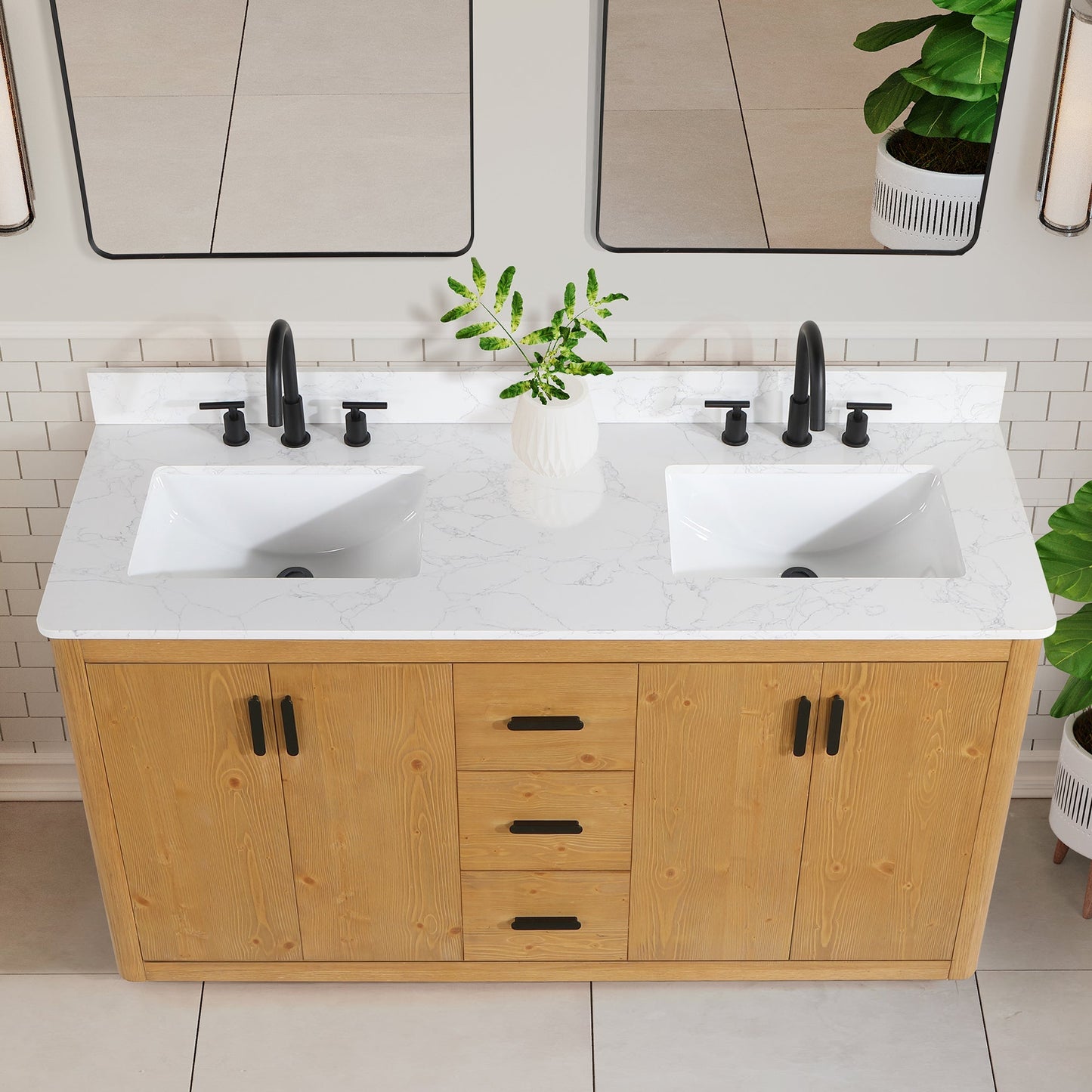 Altair Designs 60" double vanity with top - 556060-NW-GW