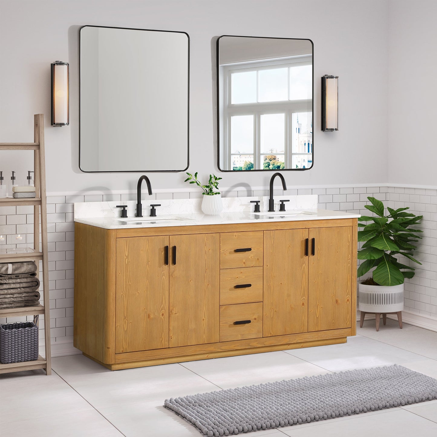 Altair Designs 72" double vanity with top - 556072-NW-GW
