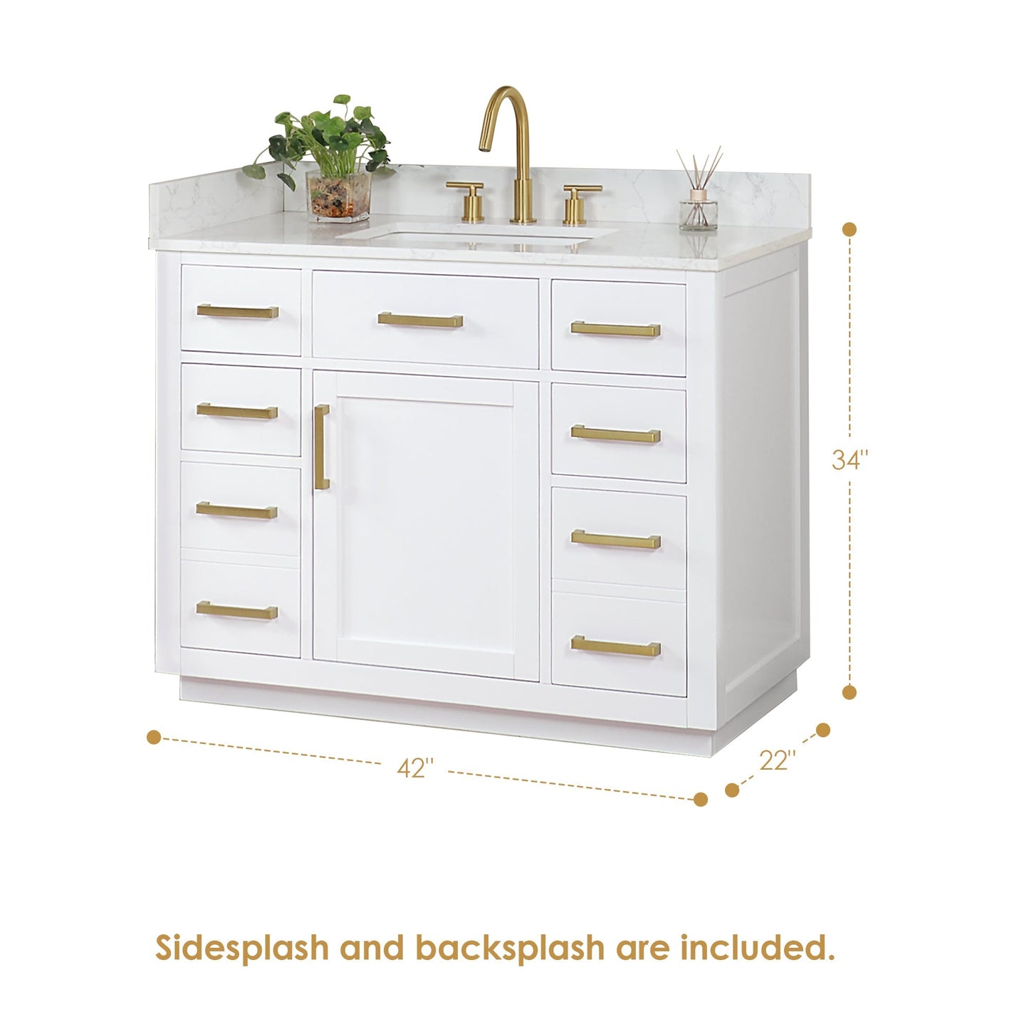 Altair Designs Gavino 42" single vanity with top - 557042-LB-GW-NM