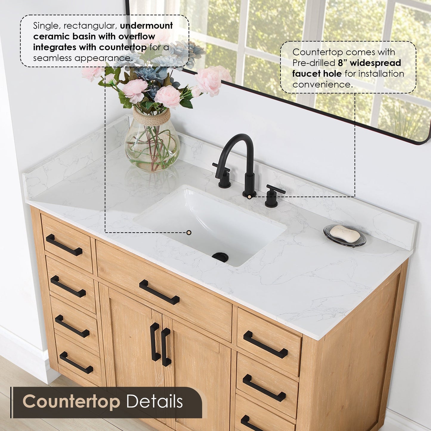 Altair Designs 48" single vanity with top - 557048-RB-GW-NM