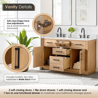 Altair Designs Gavino 54" double vanity with top - 557054-LB-GW-NM