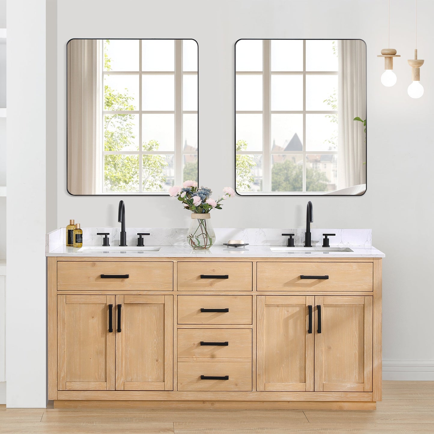 Altair Designs 72" double vanity with top - 557072-WH-GW-NM