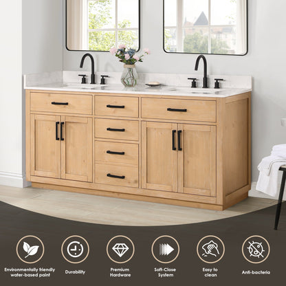 Altair Designs 72" double vanity with top - 557072-WH-GW-NM