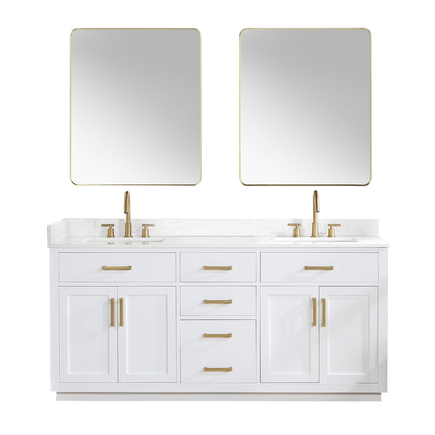 Altair Designs 72" double vanity with top - 557072-WH-GW-NM