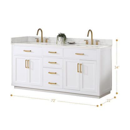 Altair Designs 72" double vanity with top - 557072-WH-GW-NM