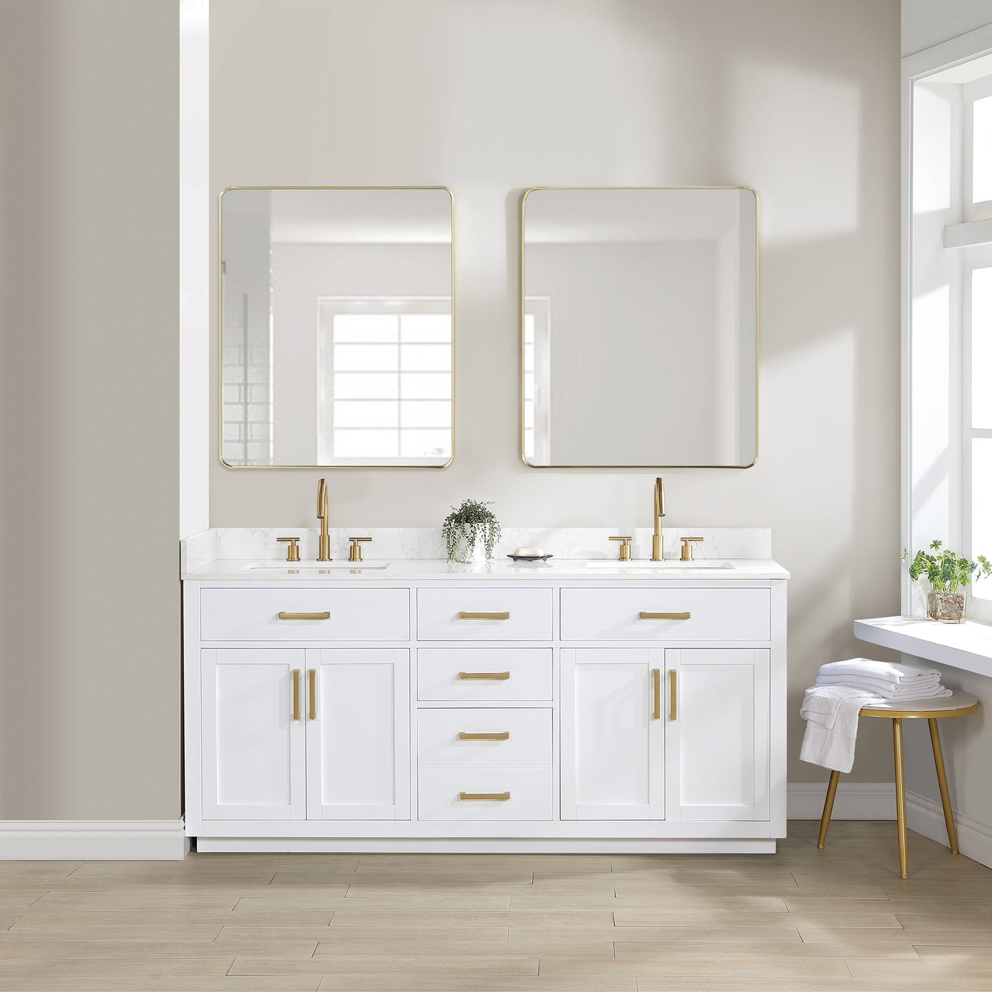 Altair Designs 72" double vanity with top - 557072-WH-GW-NM