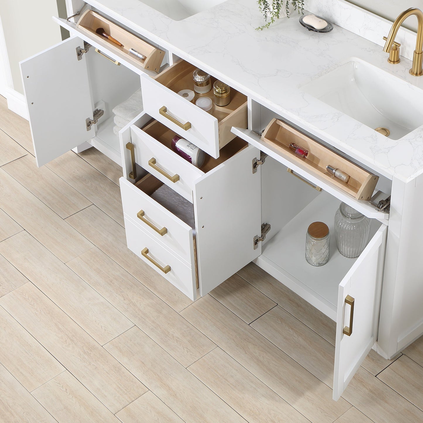 Altair Designs 72" double vanity with top - 557072-WH-GW-NM