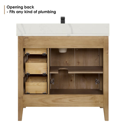 Altair Designs Laurel 36" single vanity with top - 558036-WF-CWQ-NM