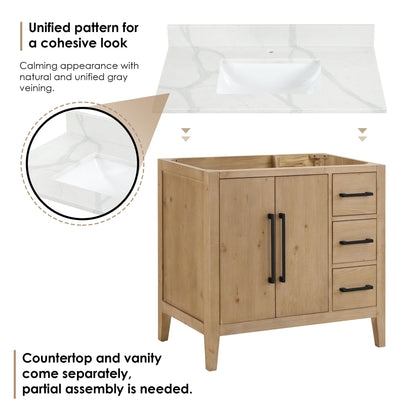 Altair Designs Laurel 36" single vanity with top - 558036-WF-CWQ-NM