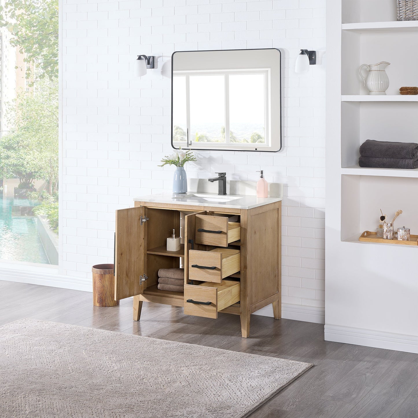 Altair Designs Laurel 36" single vanity with top - 558036-WF-CWQ-NM
