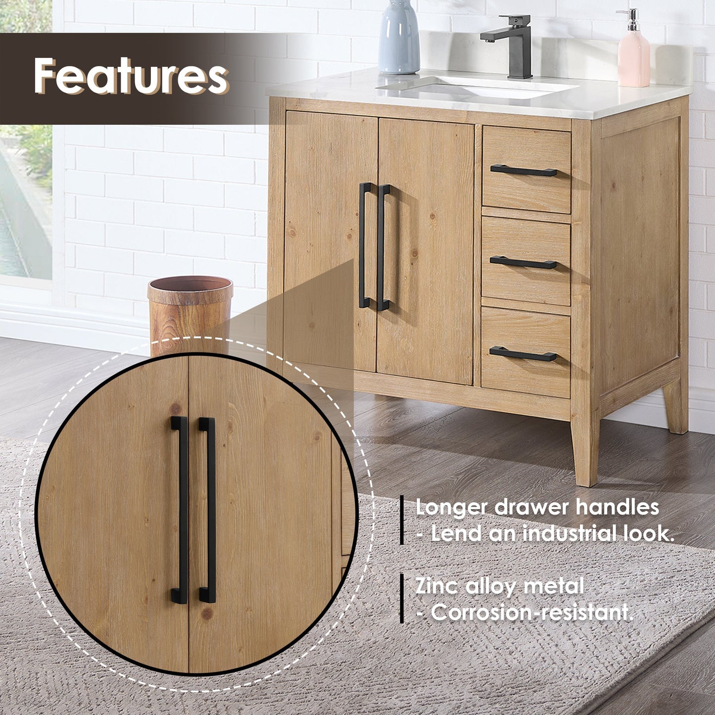 Altair Designs Laurel 36" single vanity with top - 558036-WF-CWQ-NM