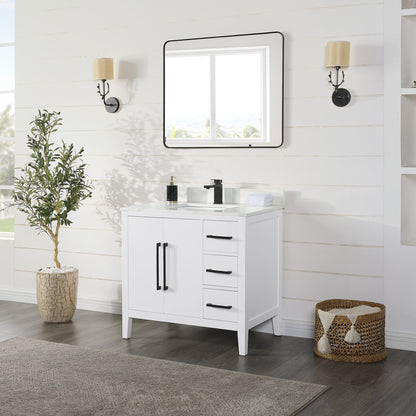 Altair Designs Laurel 36" single vanity with top - 558036-WF-CWQ-NM
