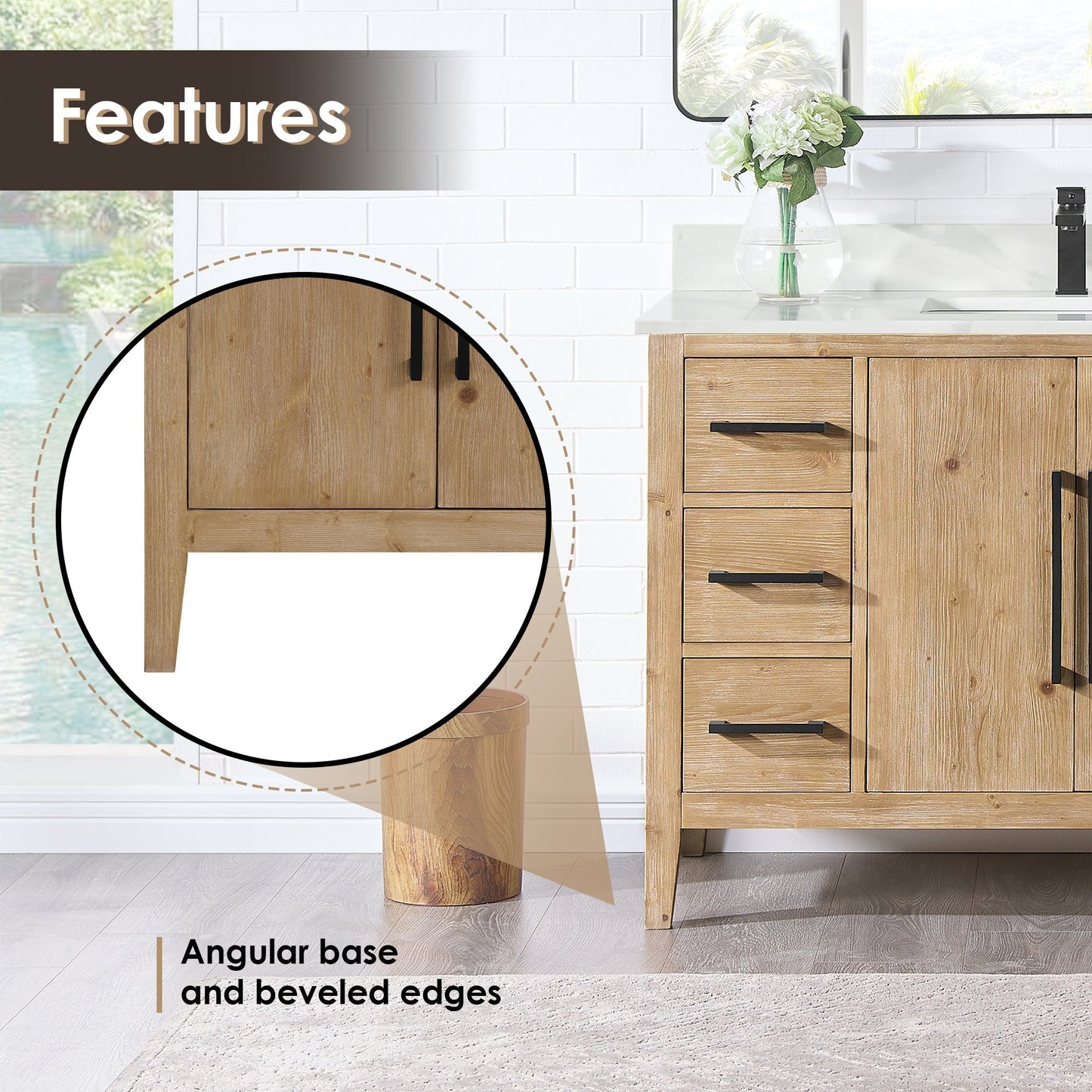 Altair Designs Laurel 48" single vanity with top - 558048-WH-CWQ-NM