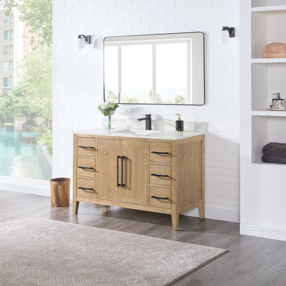 Altair Designs Laurel 48" single vanity with top - 558048-WH-CWQ-NM
