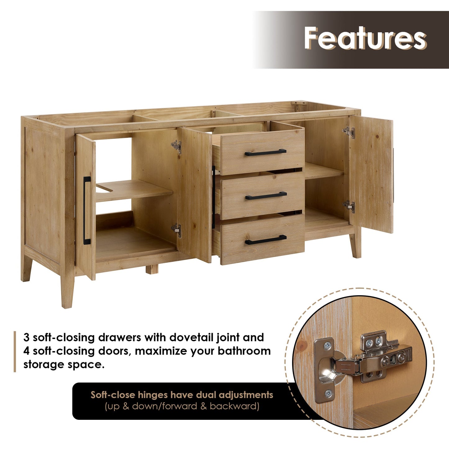 Altair Designs Laurel 72" double vanity with top - 558072-WH-CWQ-NM